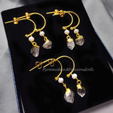 Raw Herkimer Quartz Earrings, Electroplated Earrings, April Birthstone, Sold By Pair